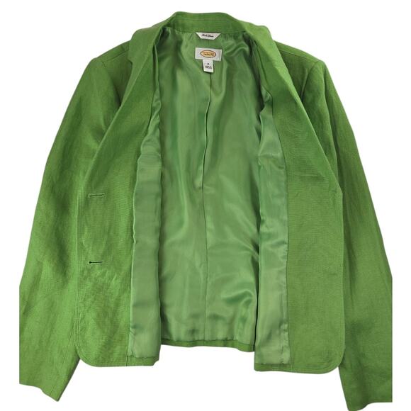Talbots | Bright Green Irish Linen Blazer | Size  14 - Picture 3 of 5